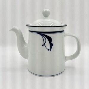 Vintage Dansk Flora Bayberry Blue White Teapot Coffee Pot Lid Japan Porcelain